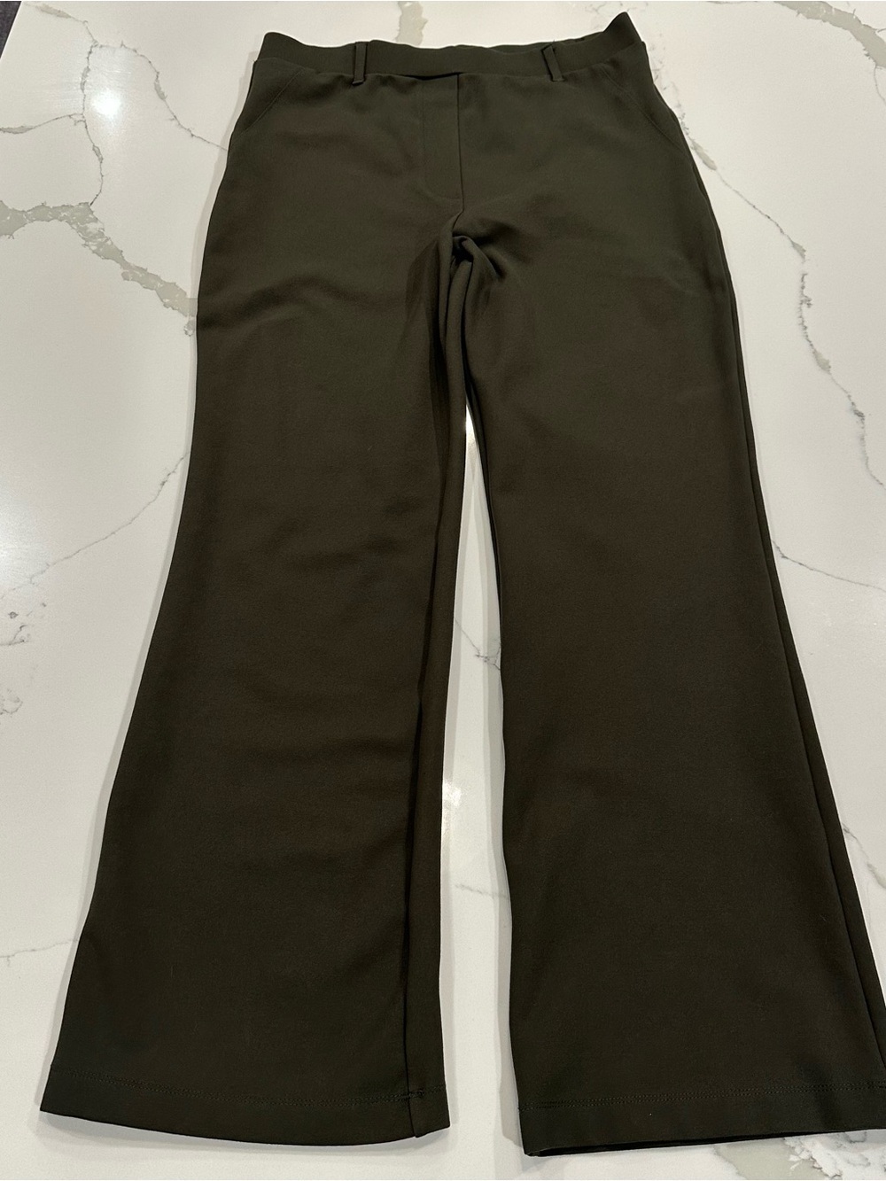 Quince Ultra Stretch Ponte Boot Cut Pull On Pants Women’s Size M Olive Green